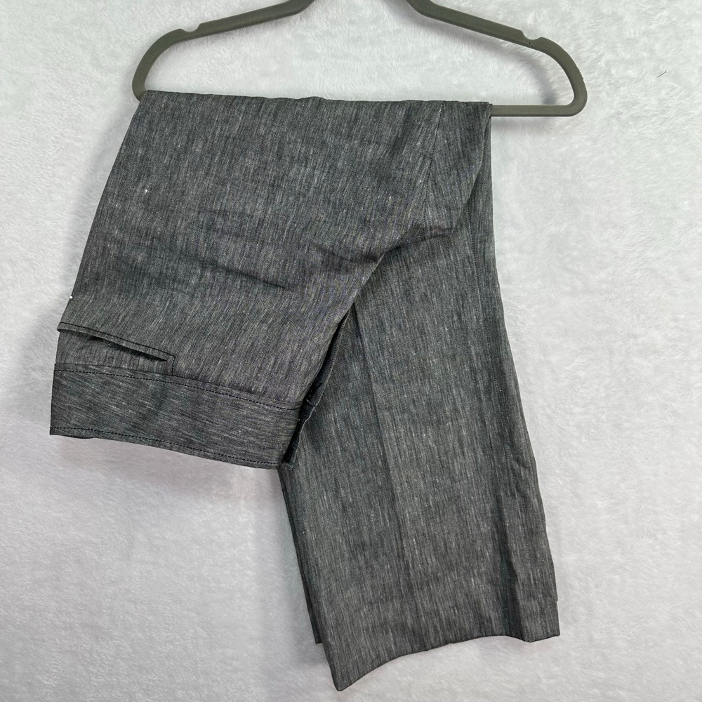 Semantiks Dress Pants Women 16 Gray Linen Blend Wide Straight Leg Career Casual